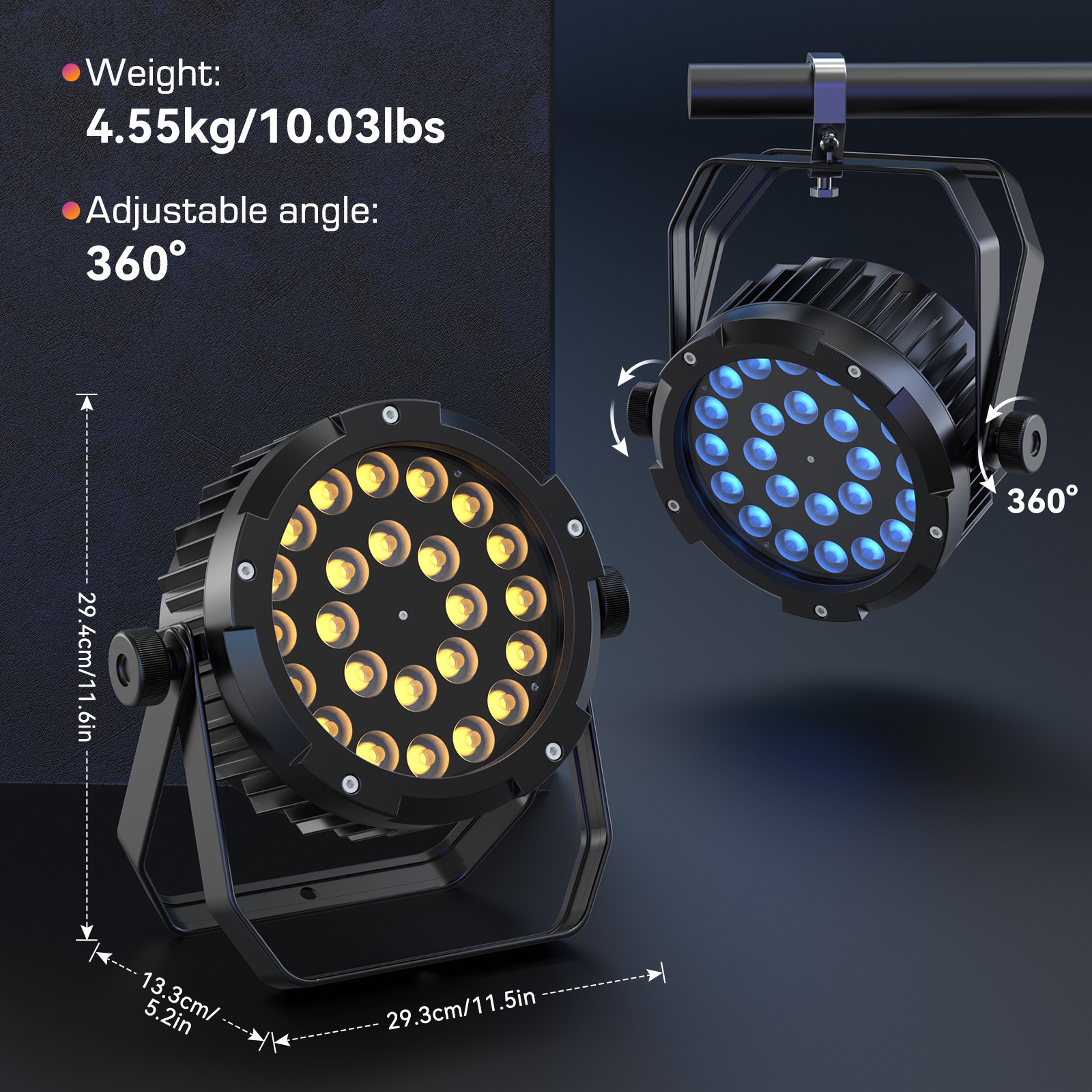 UKING Waterproof 360W 24LED Par Light 6in1 RGBWA UV DMX512 Stage Wash Lighting