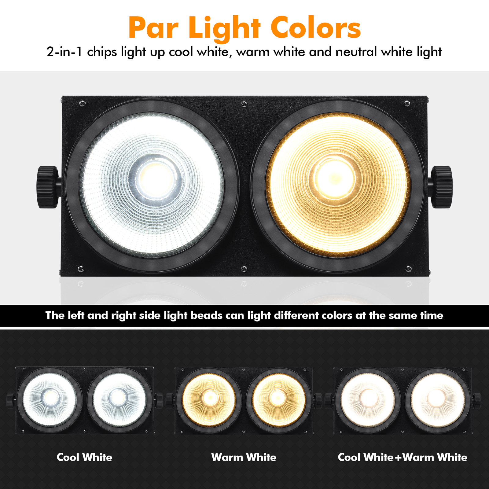 200W COB LED Par Light DMX Stage Audience Blinder Light RGB Warm Cool White
