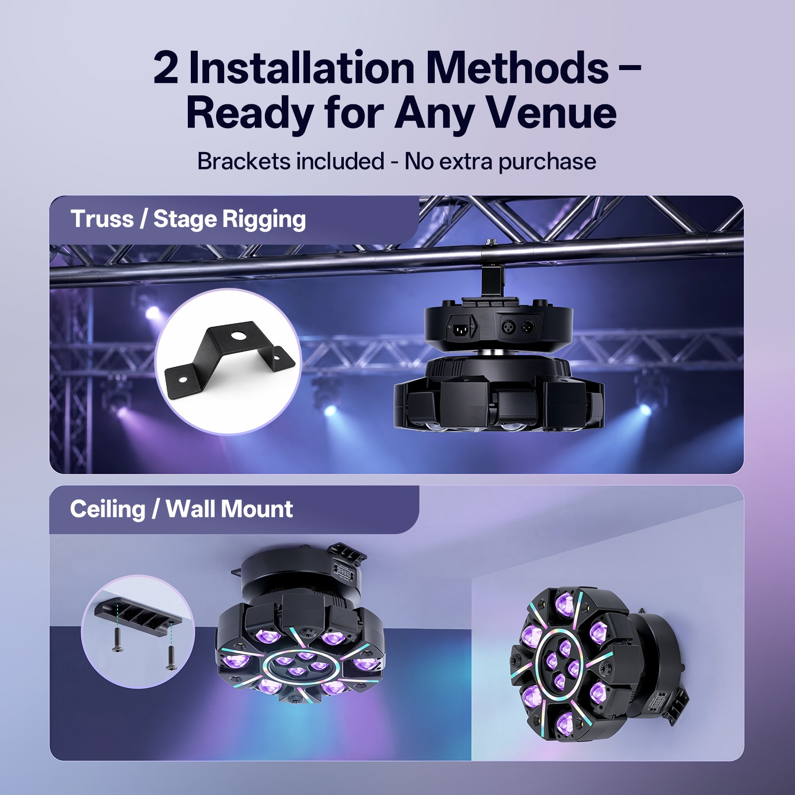 UKING 6 Arms Laser RGBW LED Moving Head Light Disco Stage Lighting Beam DMX512