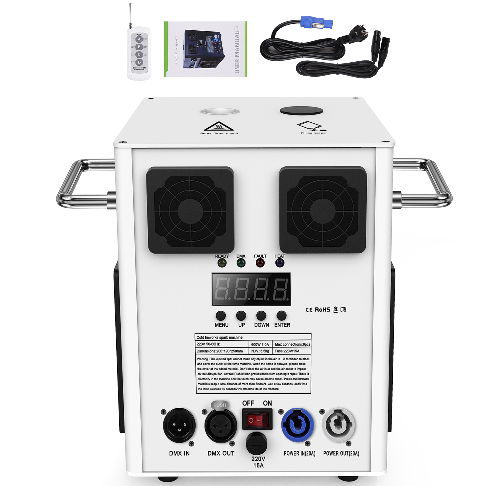 2PCS 700W Cold Spark Machine Stage Effect DMX DJ Party Wedding+Remote Control