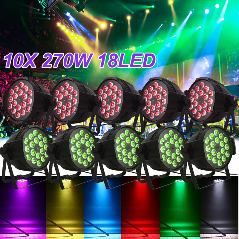 10PCS Par Stage Light 270W RGBW 18 LED Strobe Beam DMX512 DJ Disco Party Show