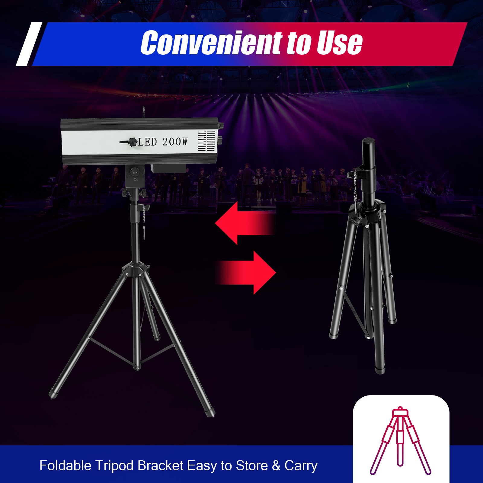 DJ Party Disco Stage 200W Corded Electric Follow Spot Light & Support Stand