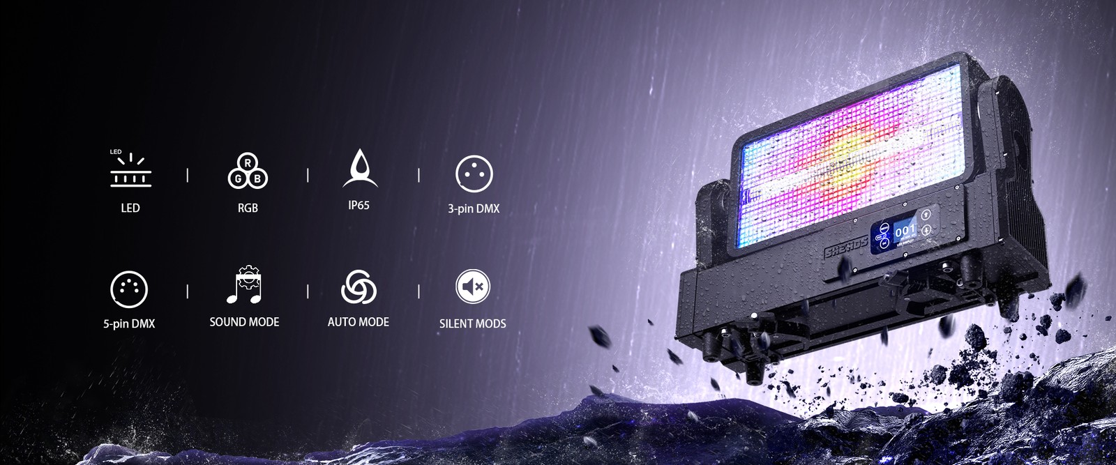 SHEHDS IP65 Waterproof LED 1000W RGB Strobe Moving Head Light For Bar Club Party