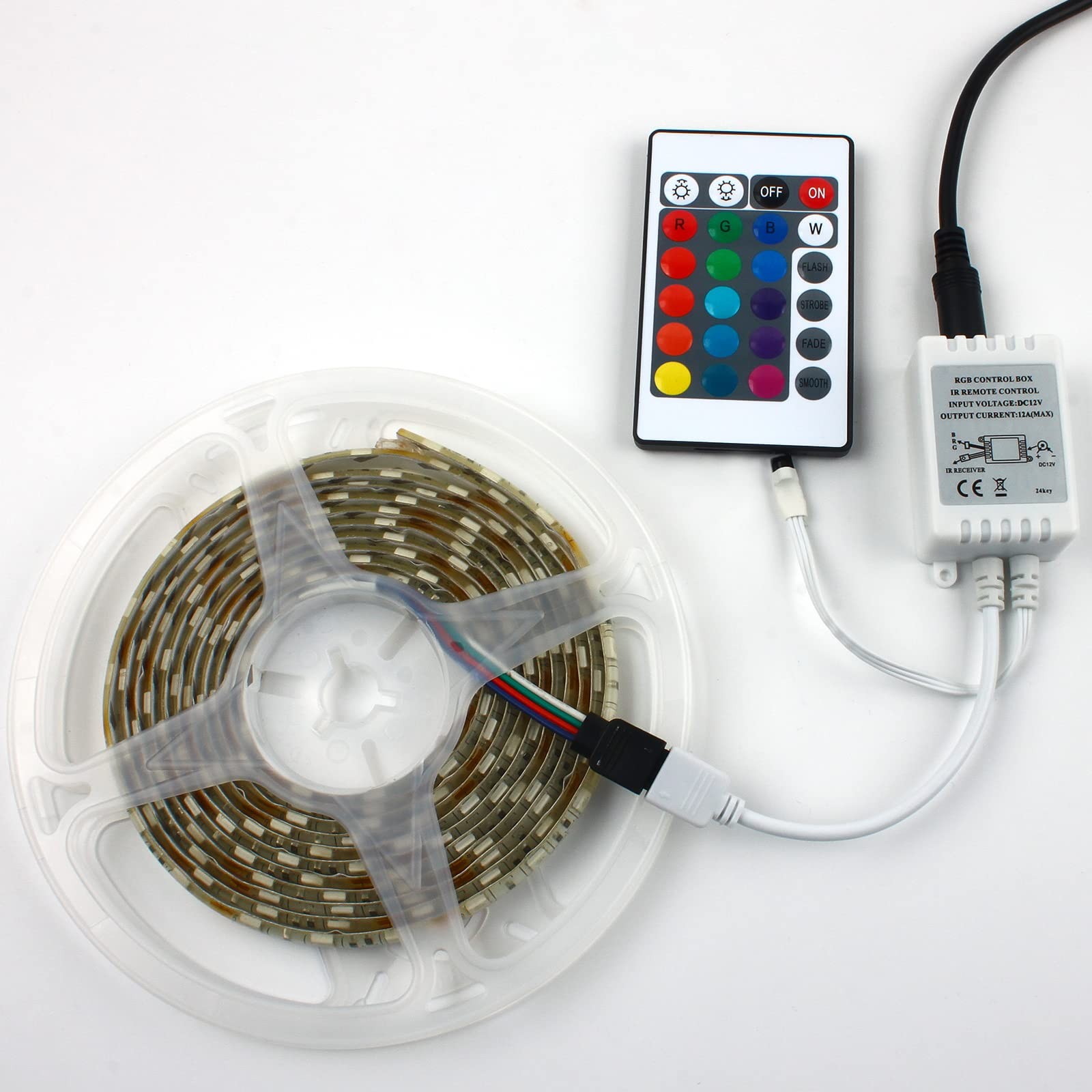 24 Keys Wireless RGB LED Controller with DC 12V/24V IR Remote Control Box for…