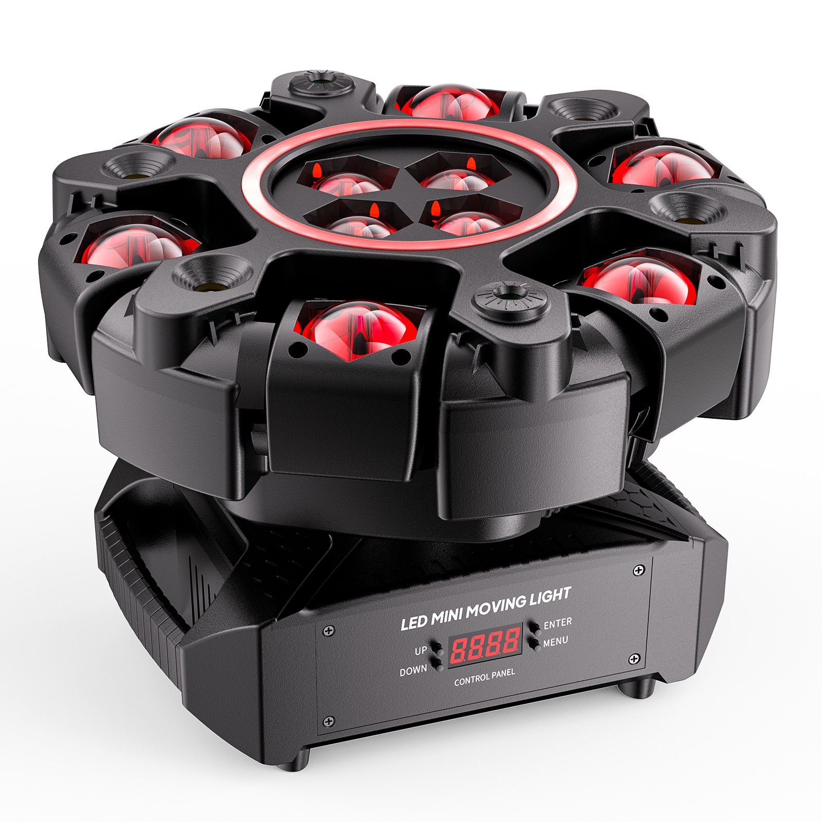 6 arm 90° Swing RGBW LED Beam Light with 4 Honeycomb Eyes for Dynamic Effects