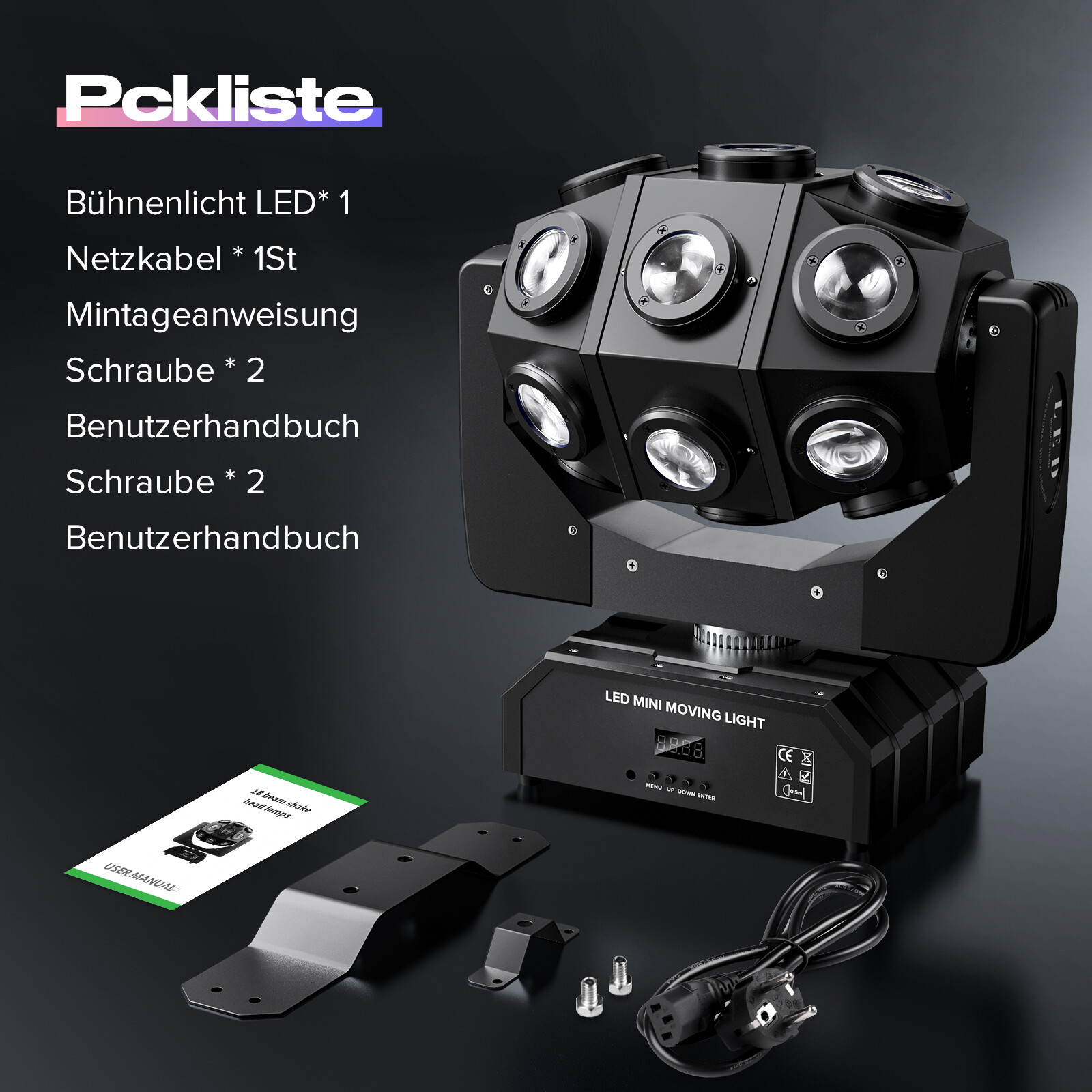 270W Moving Head Light 18 LED Beam RGBW Ball Stage Strobe Lights Disco DMX Party