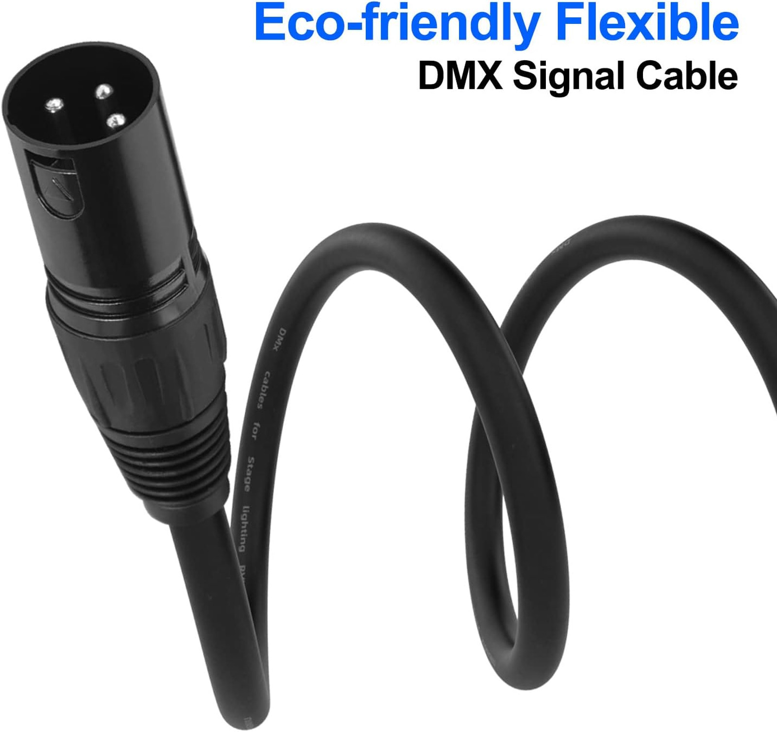 10ft DMX Cable 3 Pack 3 Pin XLR Male to Female Stage Lighting Signal Cables for