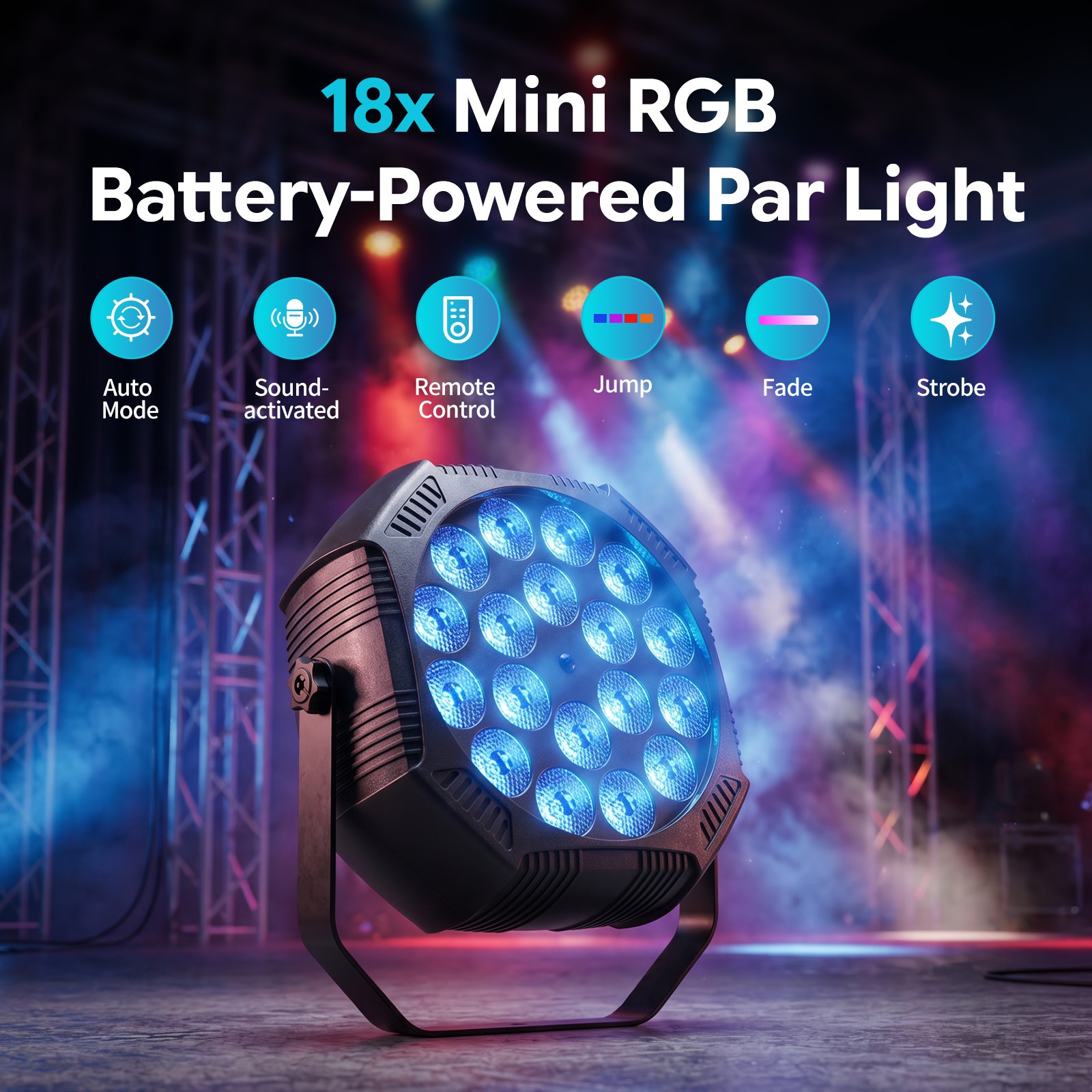 LED Par Can Uplight RGB Battery Powered Stage Light 90W Wireless Party Wedding