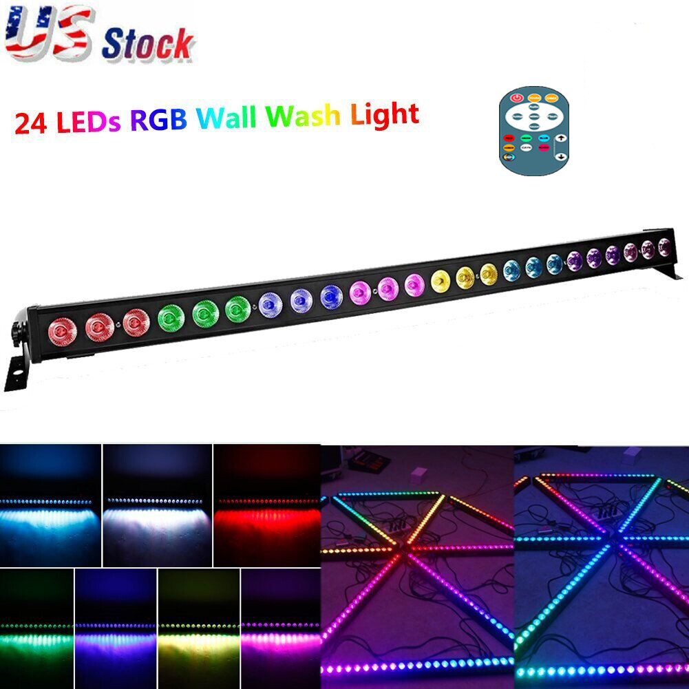 Bar Light 120W RGB 24LED Wall Wash Light DMX Stage Strip Party Disco Lamp Remote
