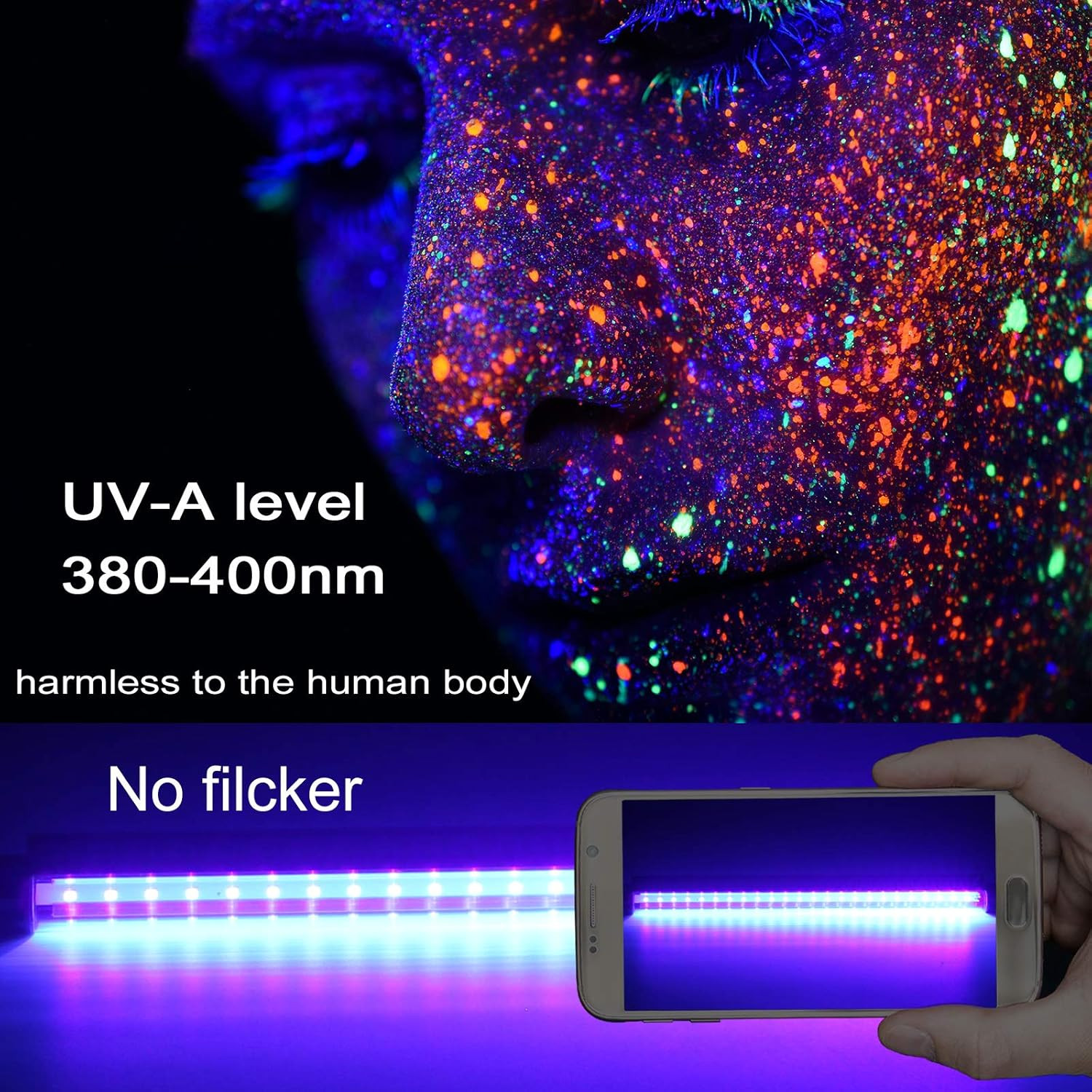 Led Black Light Bar, 10W 1Ft USB UV Blacklight Tube, Glow in the Dark Party Supp