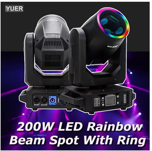 200W LED Moving Head Light With Ring Beam+Spot+18 Rotating Prisms+Rainbow 12