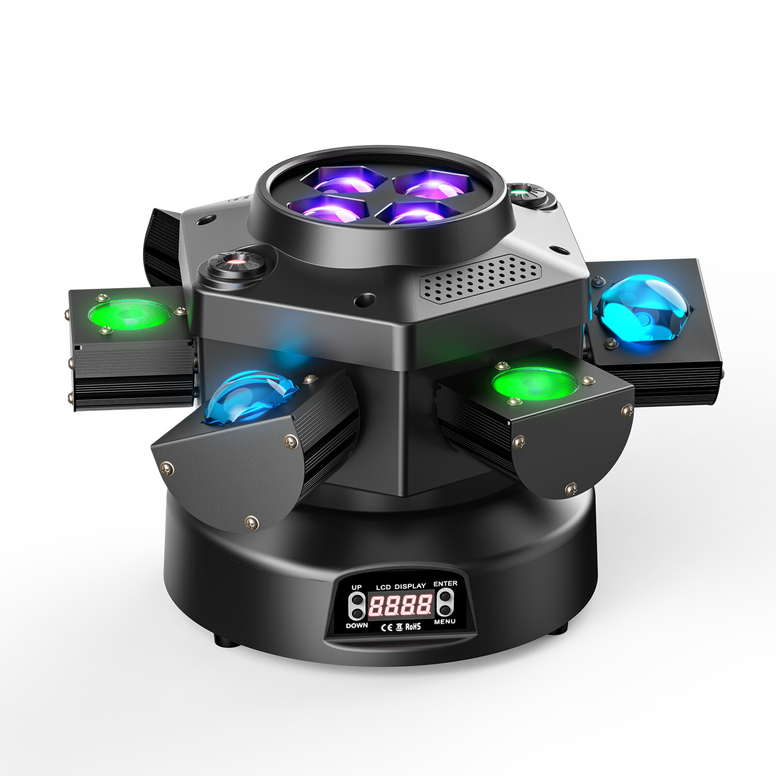 6 Arms Bee Eyes RGBW LED Moving Head Light DMX Laser DJ Effect Stage Light Disco