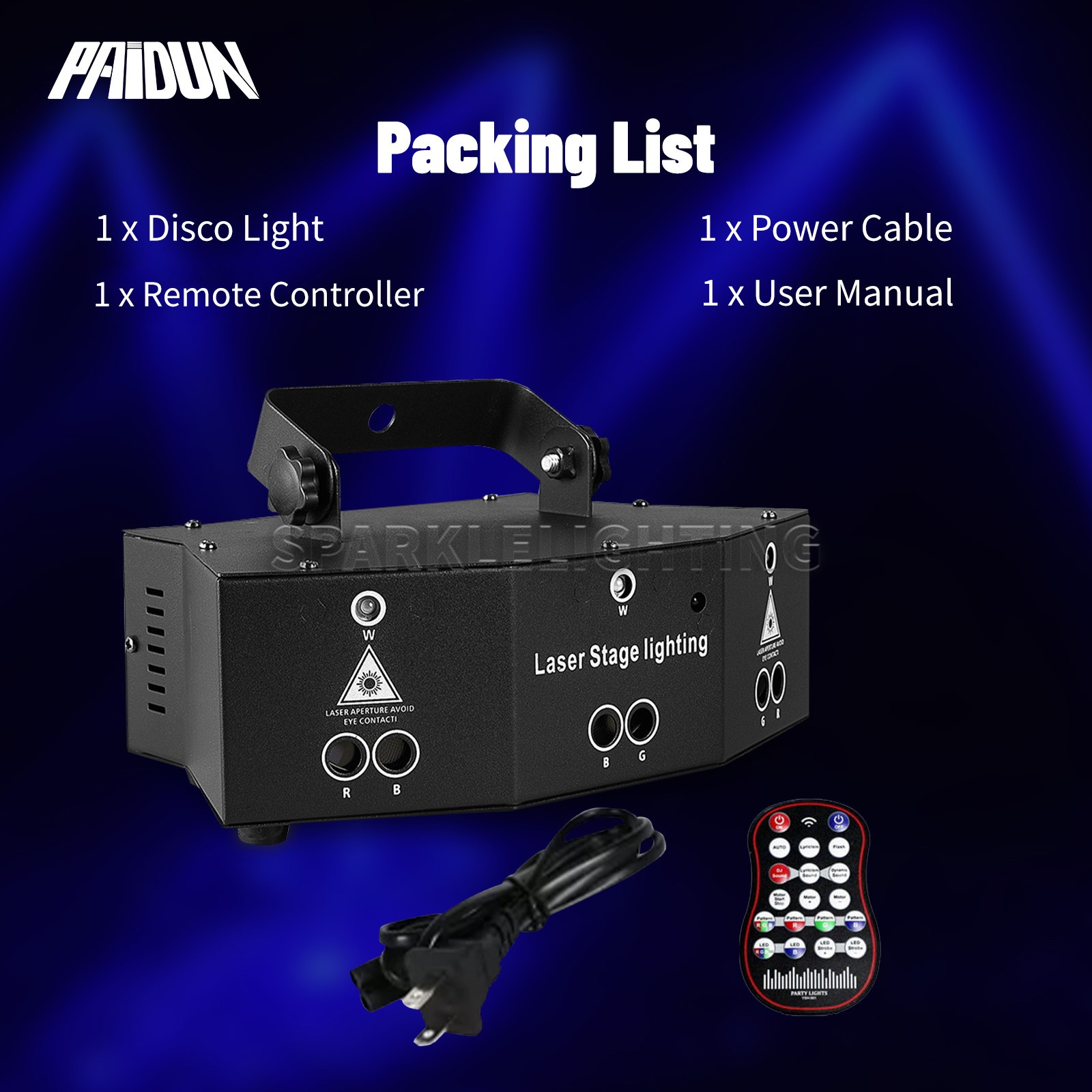 PAIDUN LED RGBW 9 Eyes Laser Projector DMX512 Music Control DJ Disco Party Light