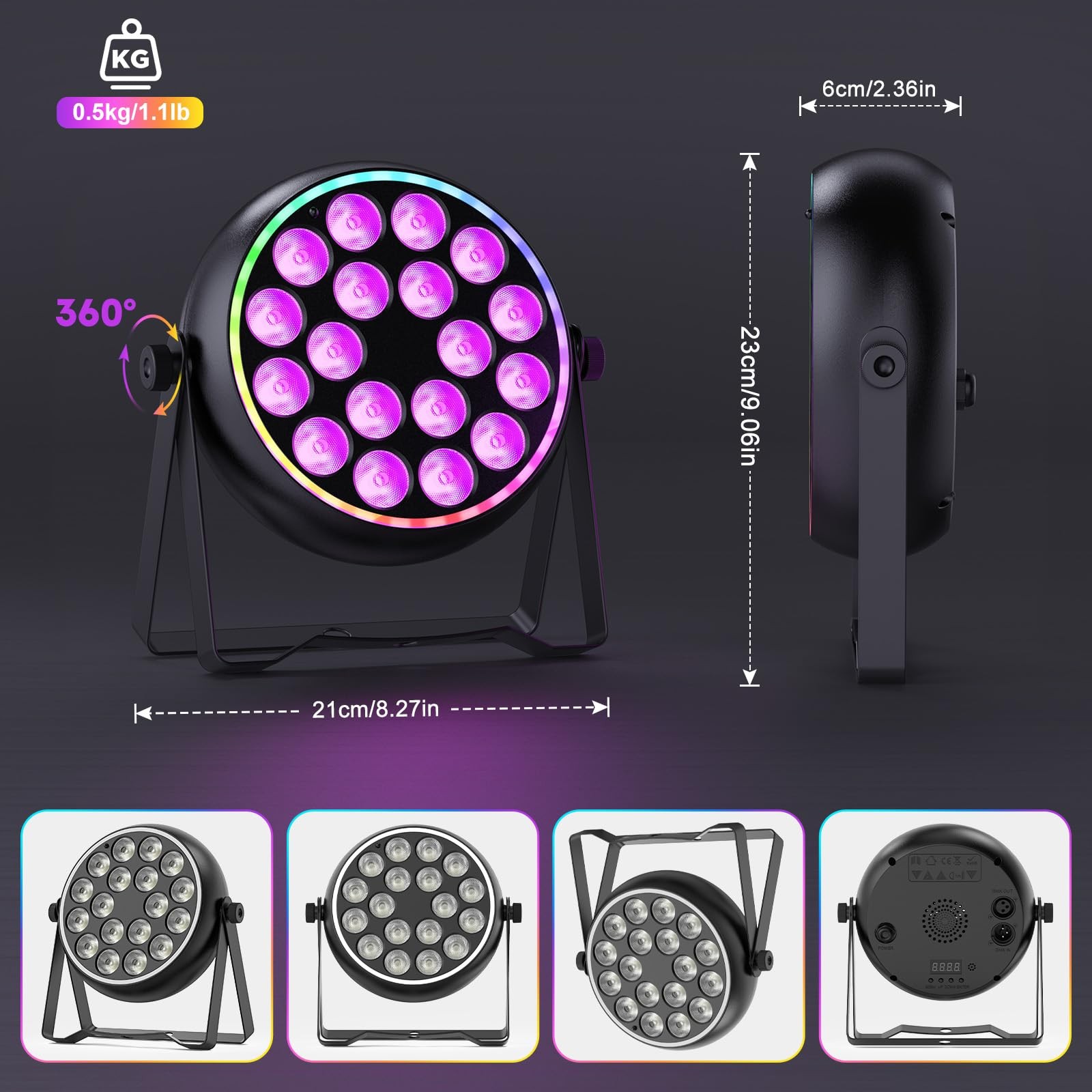 RGBW LED Par Stage Light Sound Activated DMX Control DJ Strobe Effects