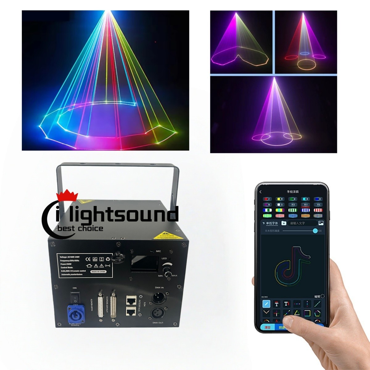 5W Laser Light RGB ILDA Animation Beam APP Control DMX512 for DJ stage light