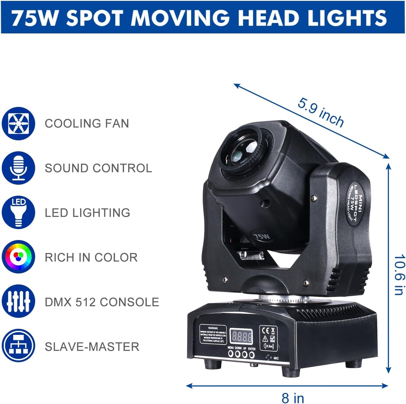 Moving Head DJ Lights 75W Stage Lights DMX Light 8 Gobos 8 Colors Spotlights …