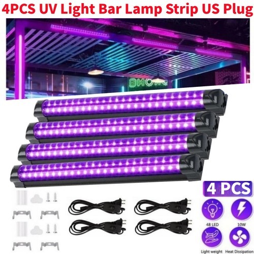 4X 192LED UV Black Light Bar Fixtures Ultraviolet Lamp Strip US Plug Party Clubs