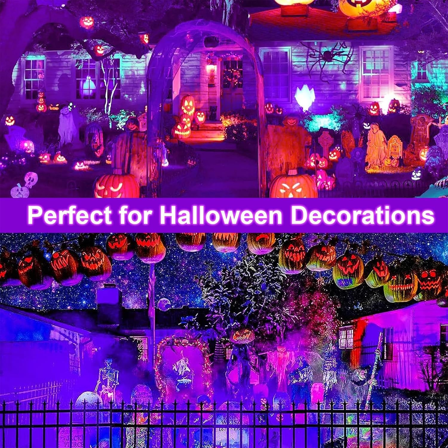 2Pcs 48LED UV Black Light Bar Fixtures Ultraviolet Lamp Strip US Plug Party Club