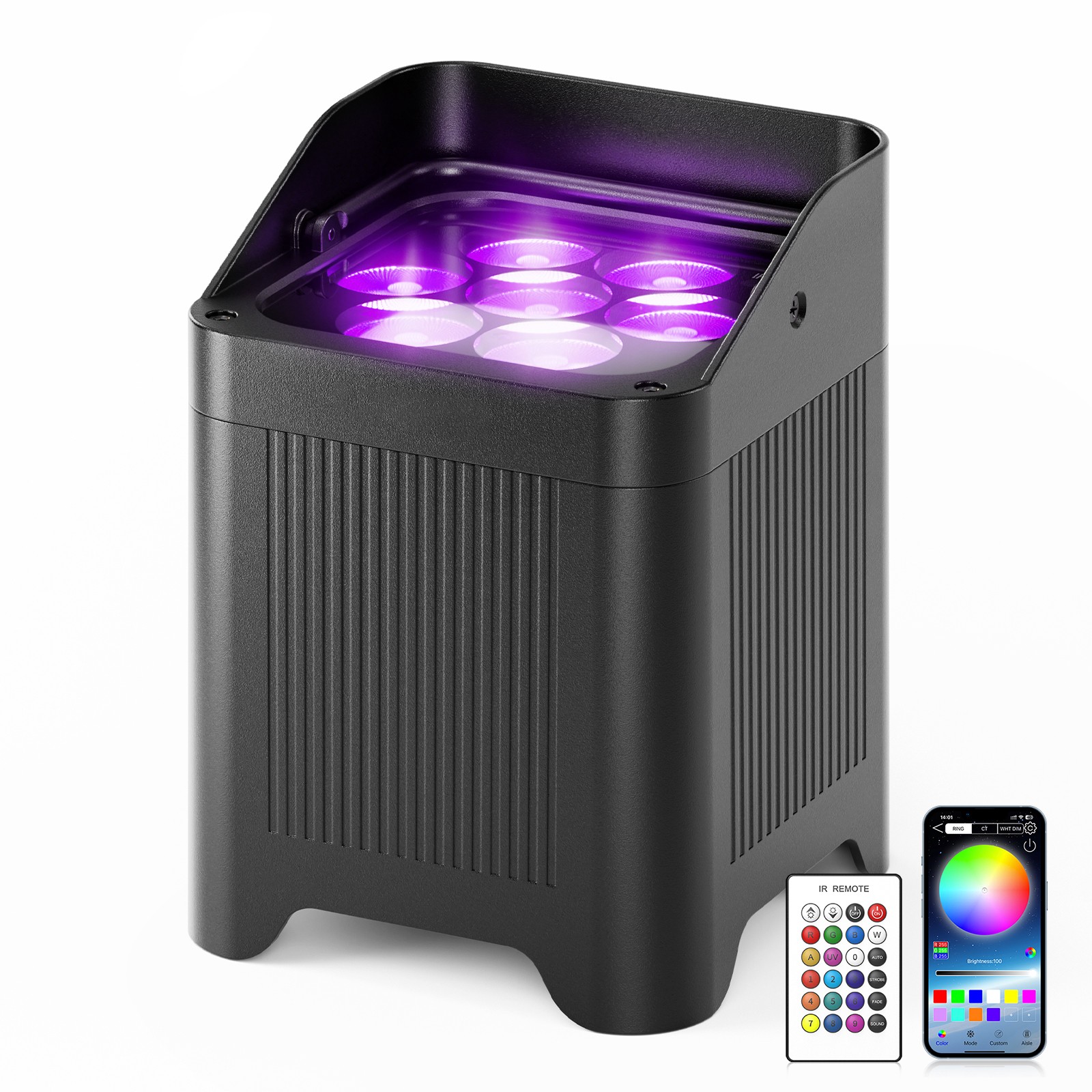 140W 7LED Waterproof Wireless Par Light Battery DJ DMX RGBWA+UV Wash Uplights