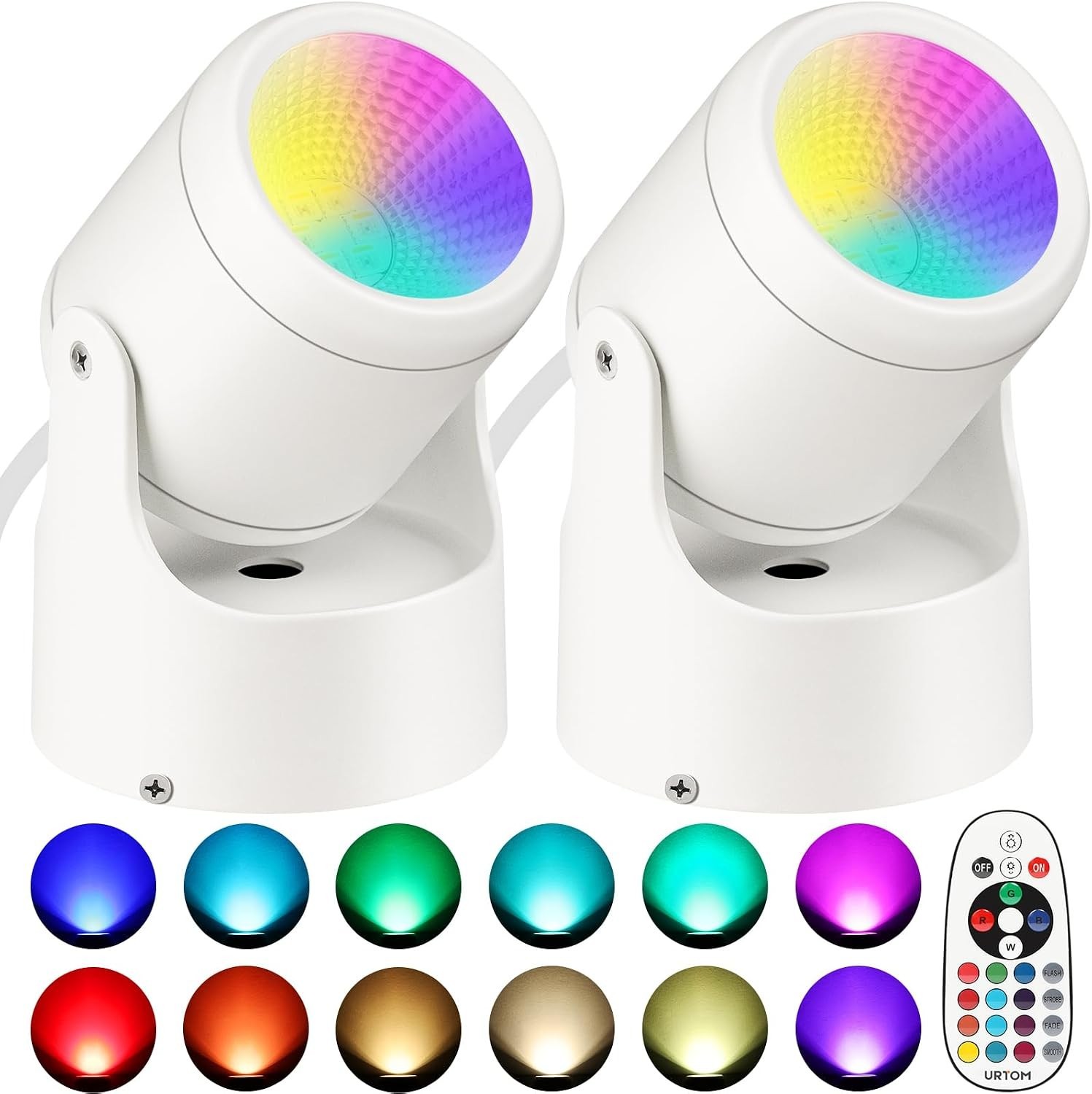 Stylish Indoor LED Spotlights – 6W RGBW Remote Dimmable Uplights for Home Decor