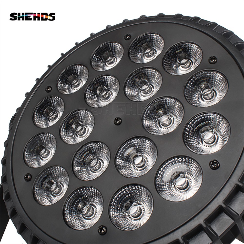 SHEHDS 18x18w RGBWA UV LED Stage Lighting Flat Par Light DMX Party Disco Weeding