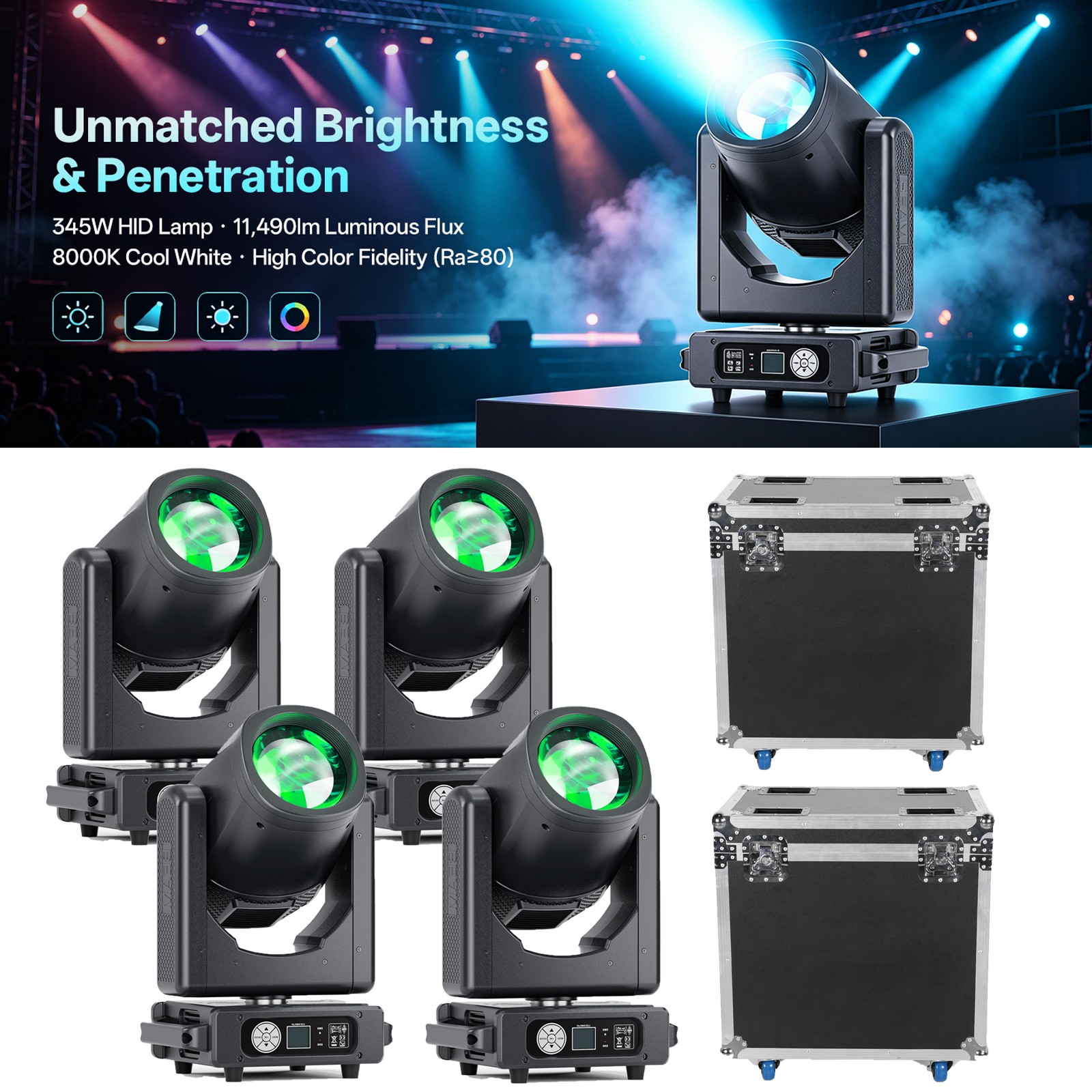 345W 17R Beam Moving Head Light Rainbow Stage Effect Lighting DJ DMX Bar Wedding