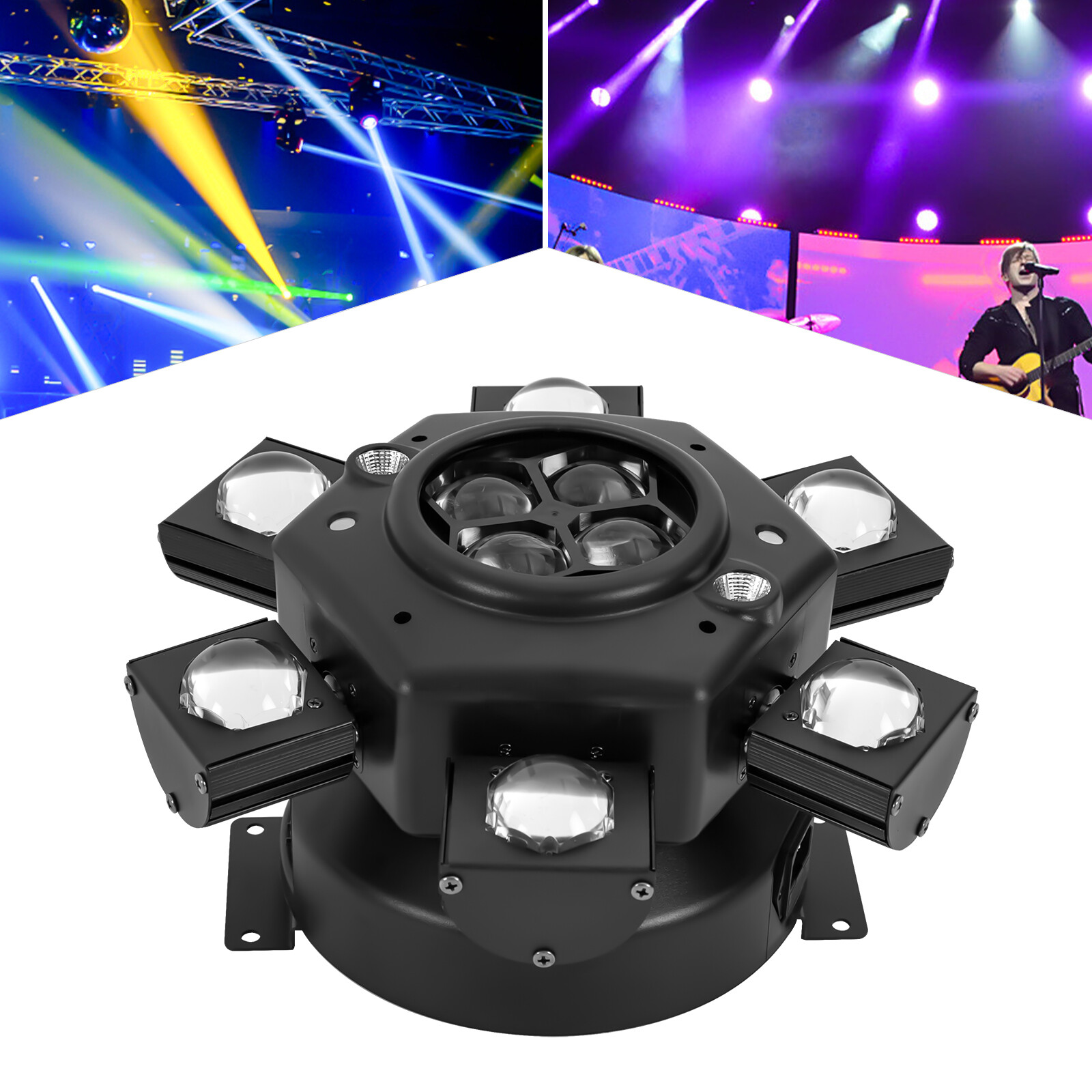 6 Arm Bee Eye LED Beam Moving Head Laser Light DJ Lights DMX Stage Effects RGBW