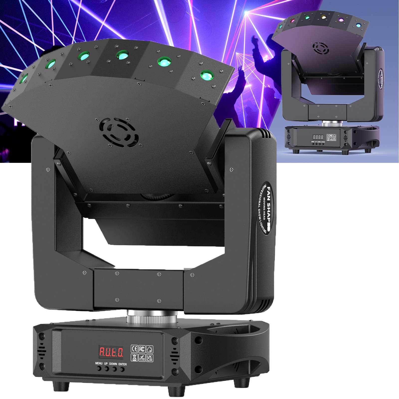 6-LED RGB Fan Laser Moving Head Light Beam Stage Lighting DMX Disco DJ Party