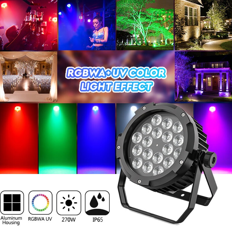 270W Waterproof RGBWA UV LED Par Light Washer DMX512 Stage DJ Par Can Light Beam