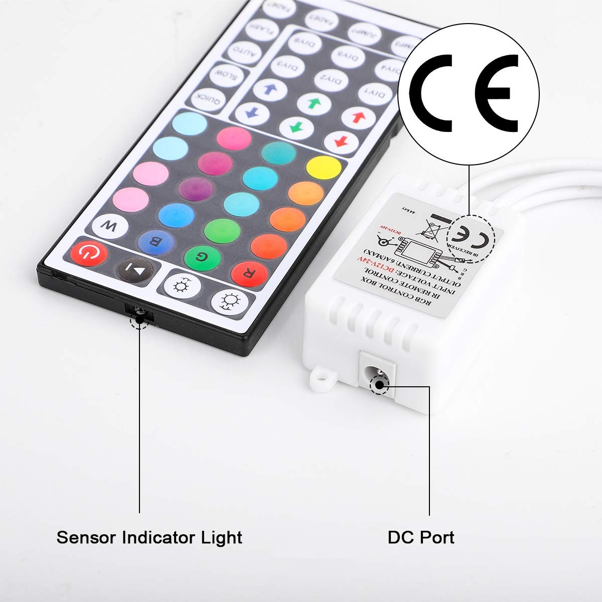 BZONE RGB LED Controller 2-Port 4Pin Dual Output with 44 Keys IR LED Light Re…