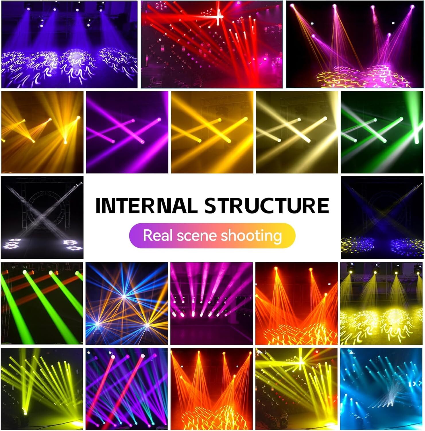 UKING 270W Beam Moving Head Light 24Prism 15Gobo Strobe DJ Lighting Disco