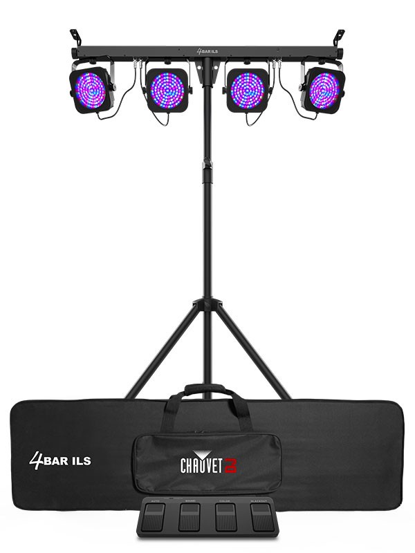 2 Chauvet DJ 4BAR ILS Wash Lighting Kits 8) Par Lights+Tripods+Footswitches+Bags