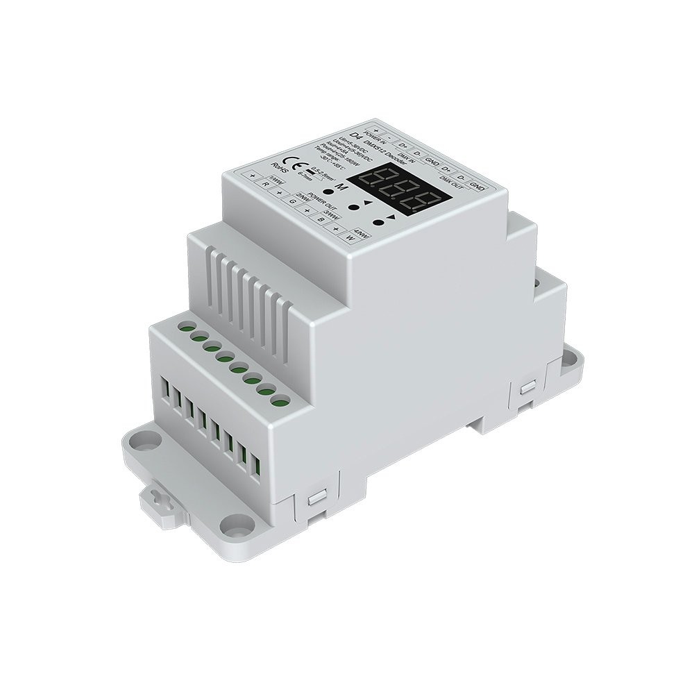 Constant Voltage DMX512 RGB/RGBW Din Rail Mounted Dimming Controller 5-24VDC 4CH
