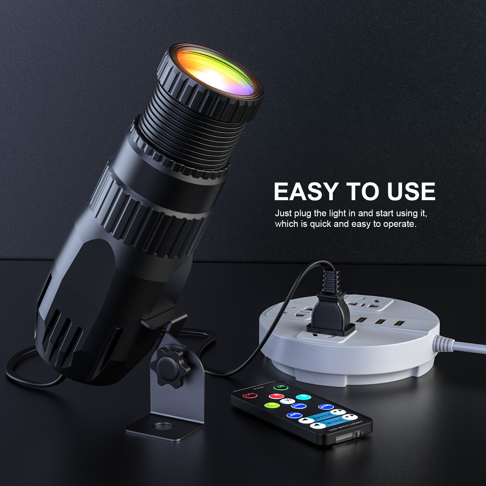 RGBW 4in1 10W LED Spotlight Manual Focus Remote DJ KTV Party Lighting
