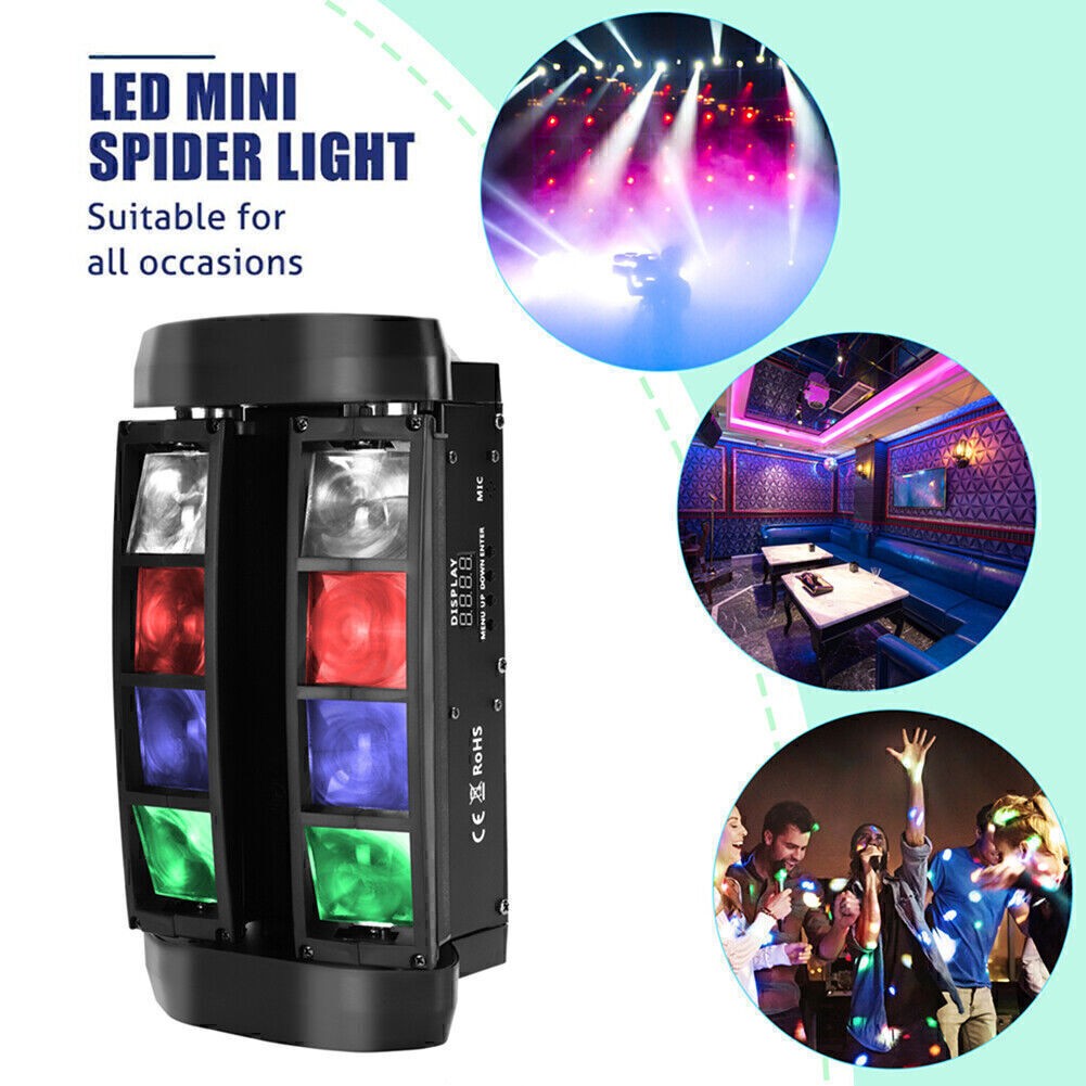 8 LED Mini Spider Moving Head Light 8x3W RGBW Stage Lighting RGBW Beam 1/2 Pack