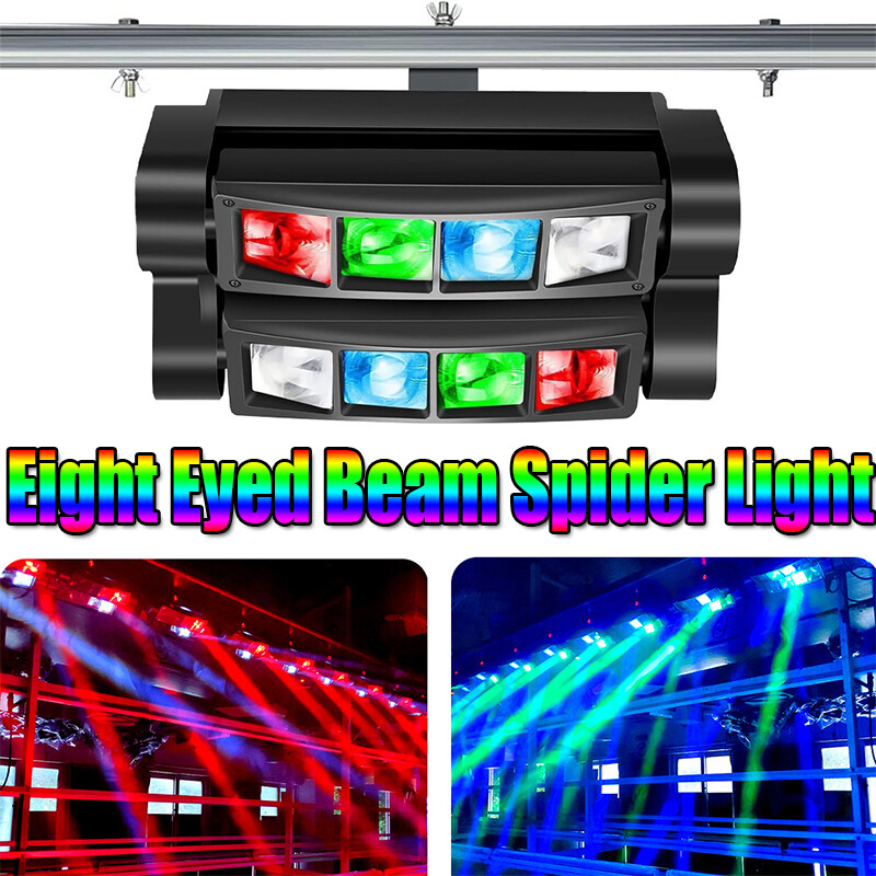180W 8 LED Spider Moving Head Beam Stage Lighting RGBW DMX Disco Party DJ Lights