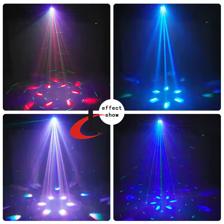 6pcs 15W RGBW 4in1 Bee Eye Moving Head LED Running Effect 50MW G/R Laser Lights