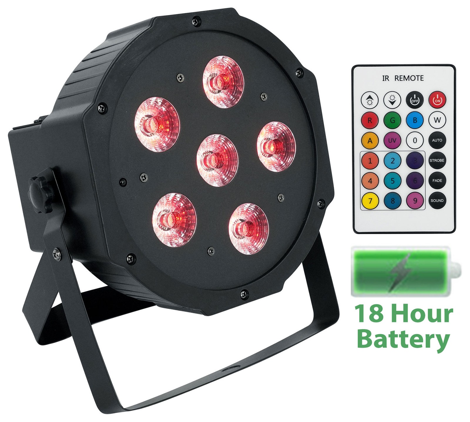 (6) Rockville BATTERY PAR 61 Rechargeable RGBWA+UV DMX DJ Wash Lights+Remotes