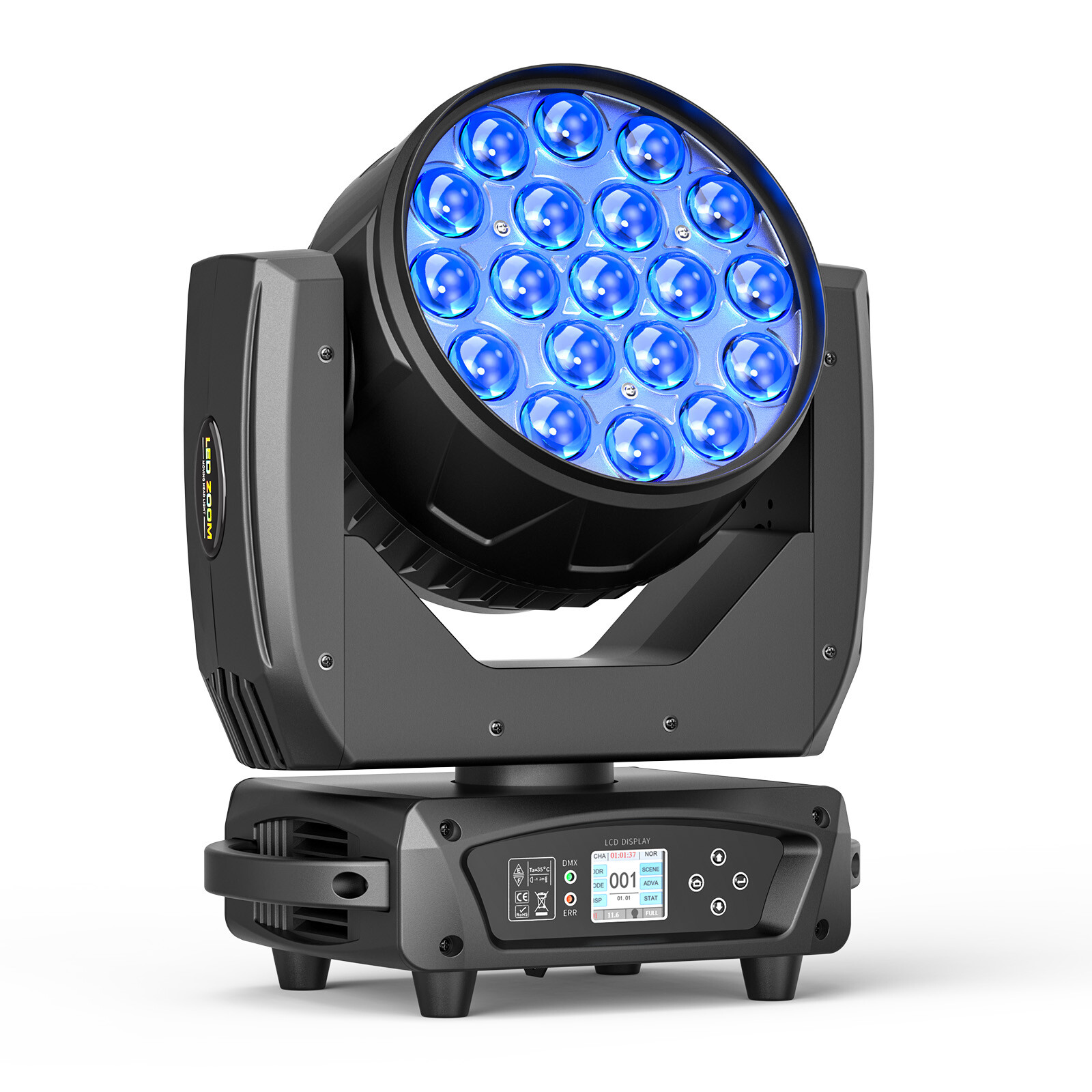 19x20W LED Zoom Moving Head Stage Light RGBW DMX Beam Wash Lighting DJ Disco Bar