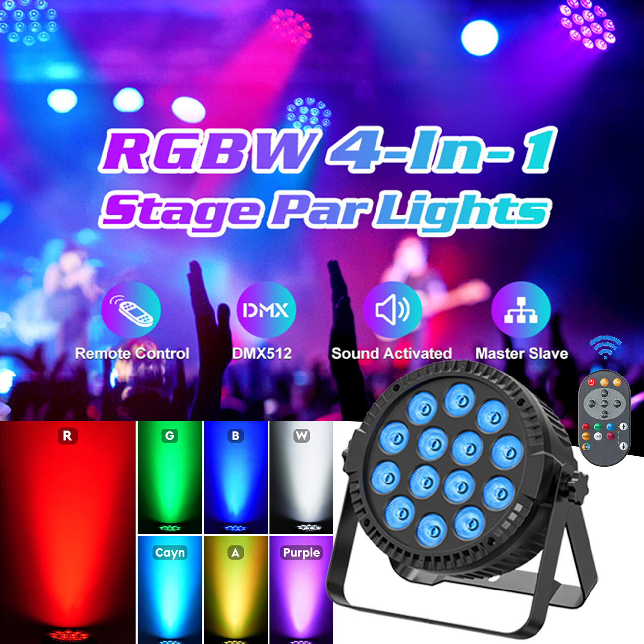 140W 14LED Par Light DMX RGBW Beam Stage Effect Light Remote Control Disco Light