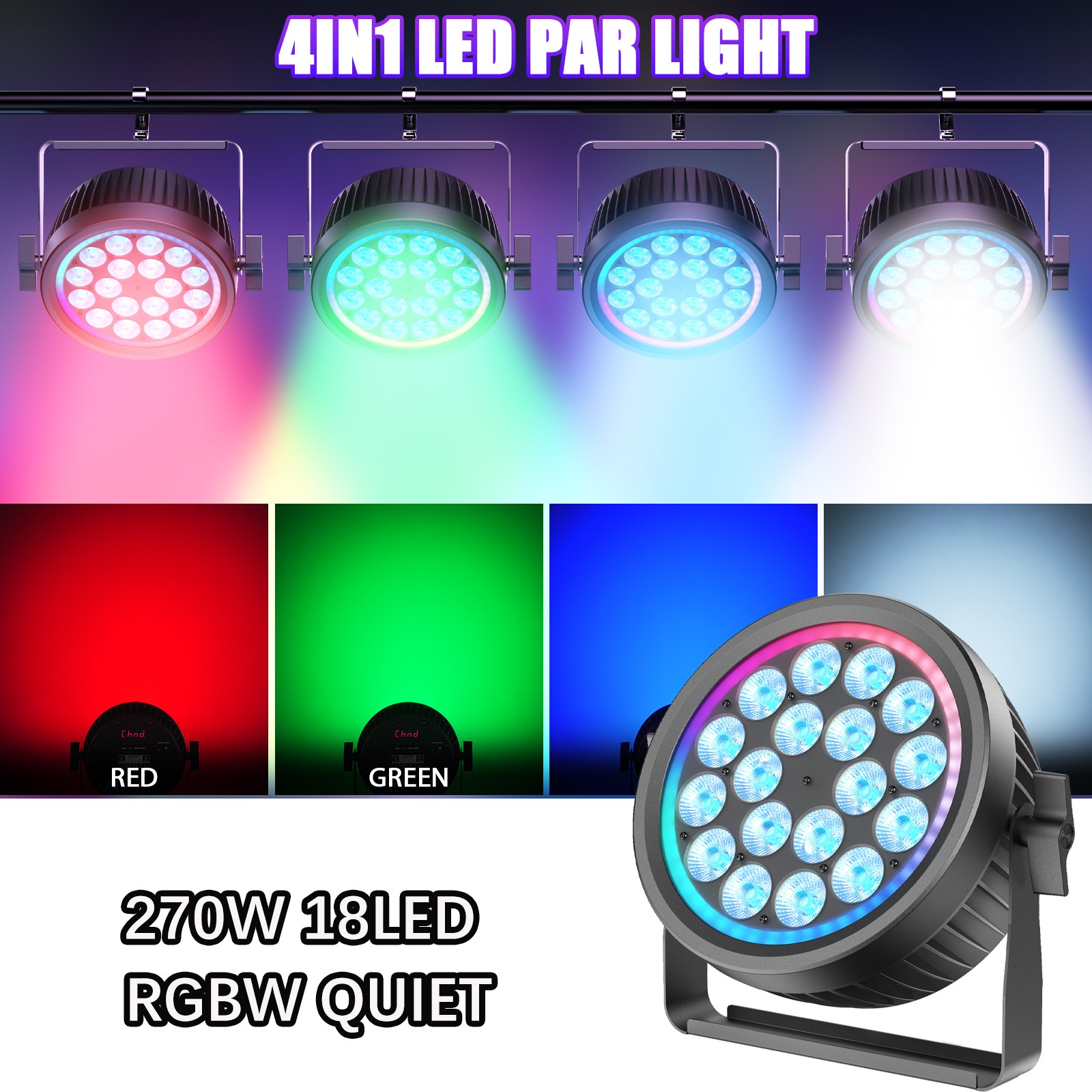 270W 18LED PAR Light RGBW Stage Bar Wash Lighting Strobe DMX DJ Disco Party Show