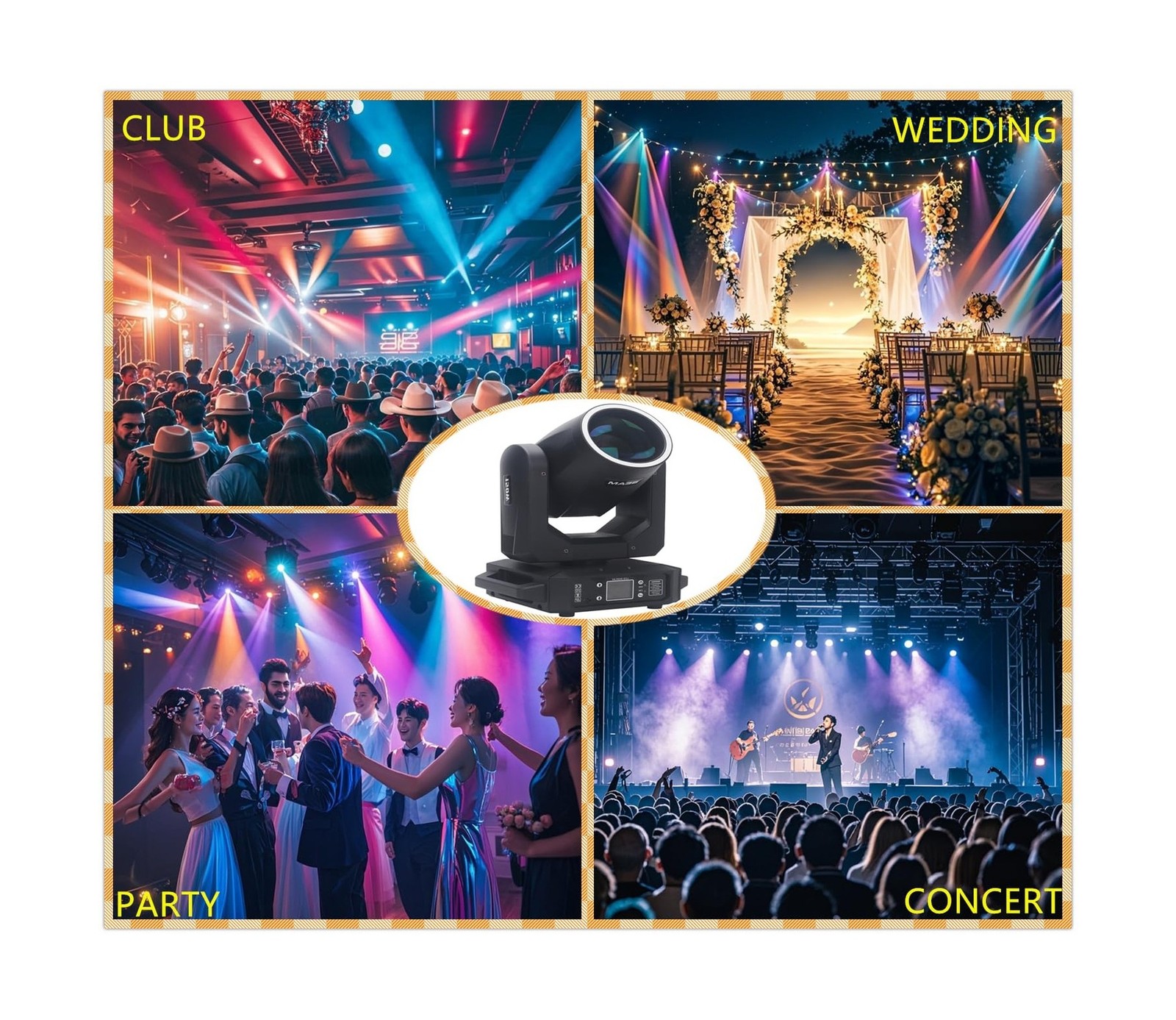 150W Moving Head Stage Light,12 Patterns 8 Colors Bean/Rainbow Stage Effect 6…