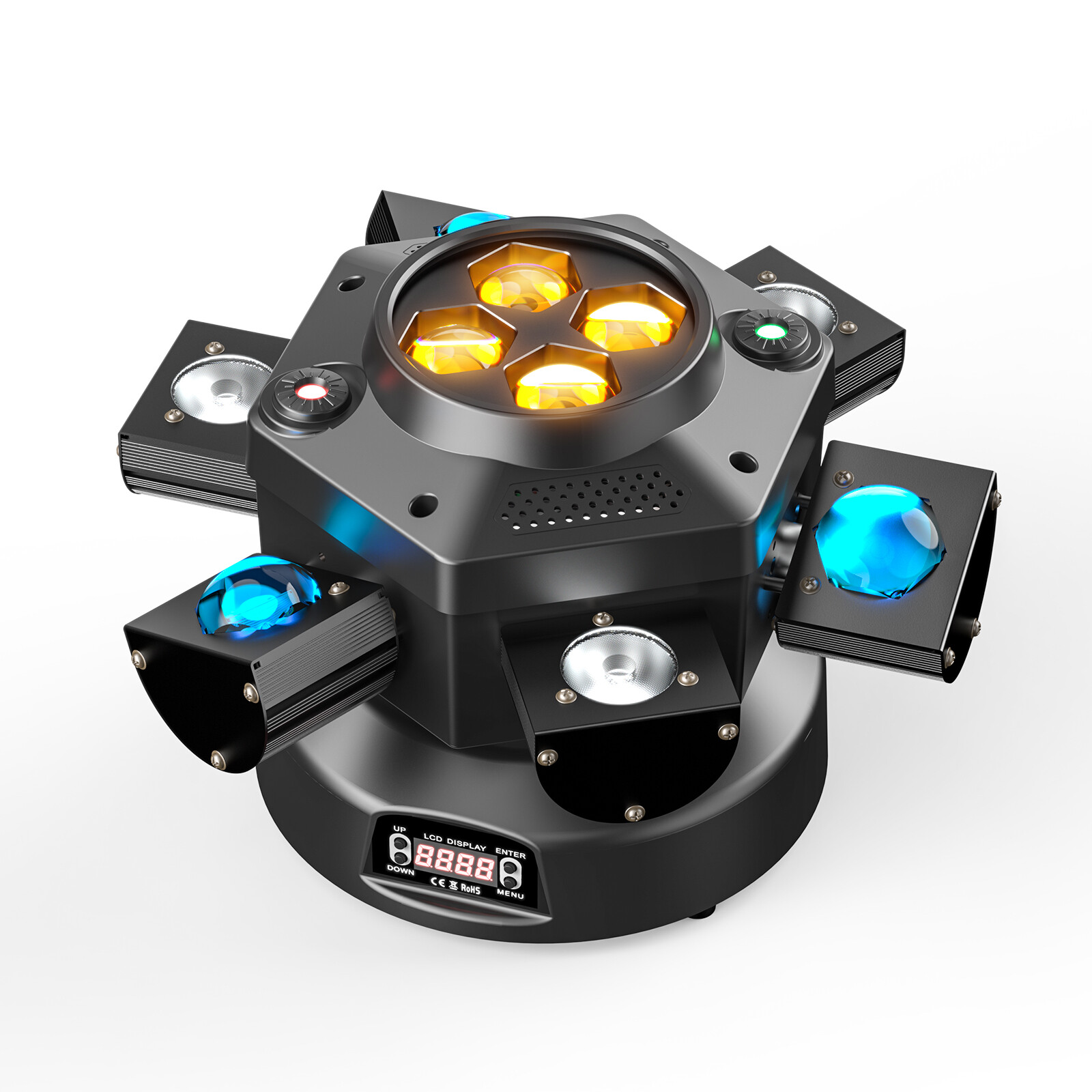 6 Arms Bee Eyes RGBW LED Moving Head Light DMX Laser DJ Effect Stage Light Disco