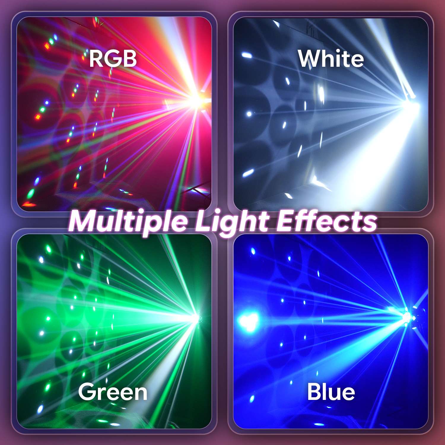 120W 6Arm Laser DJ Stage Light 540° Pan DMX Voice Control RGBW LED w/Remote