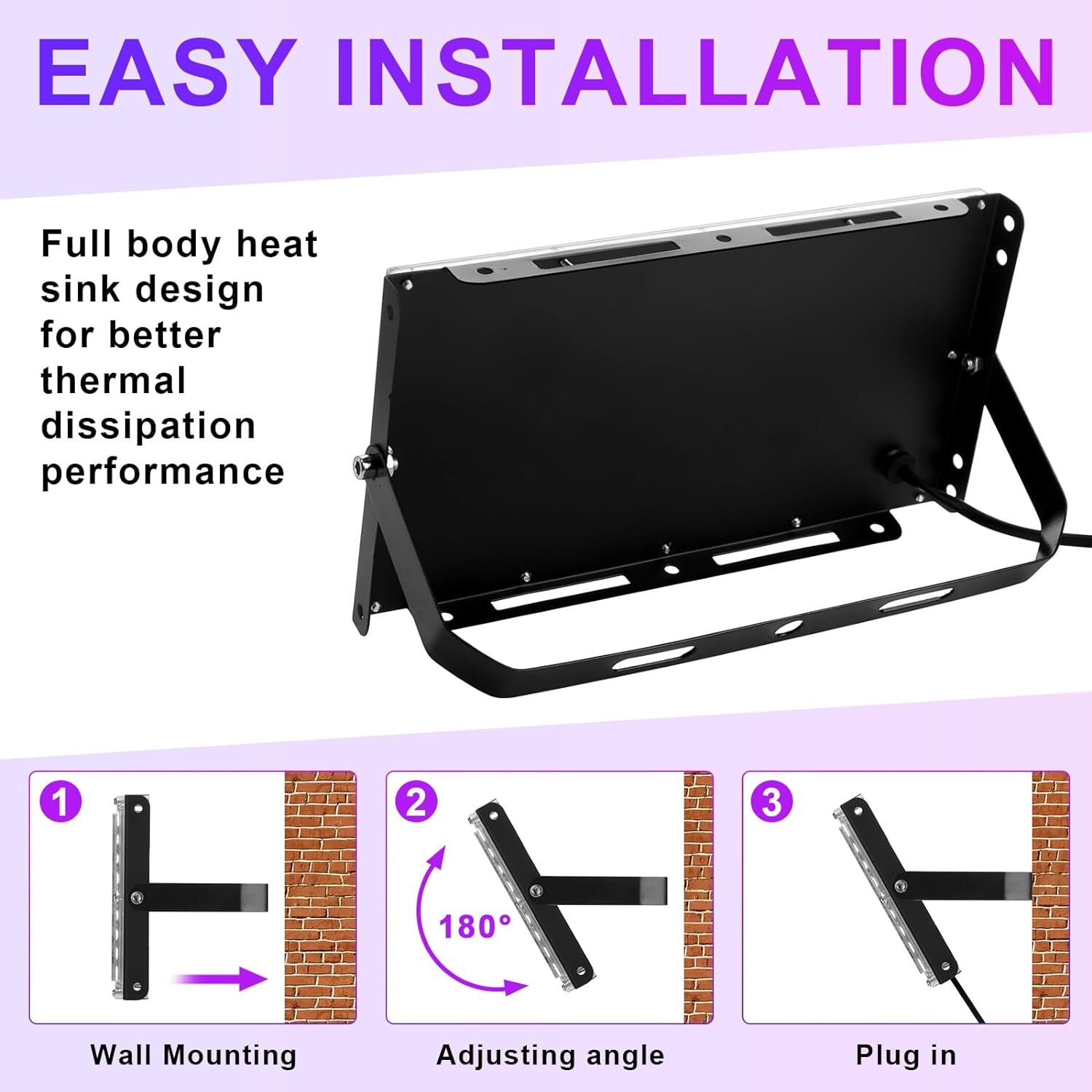 AC110V/ 220V Blacklight UV Floodlight Ultraviolet Stage Lamp for Bar Dance Party