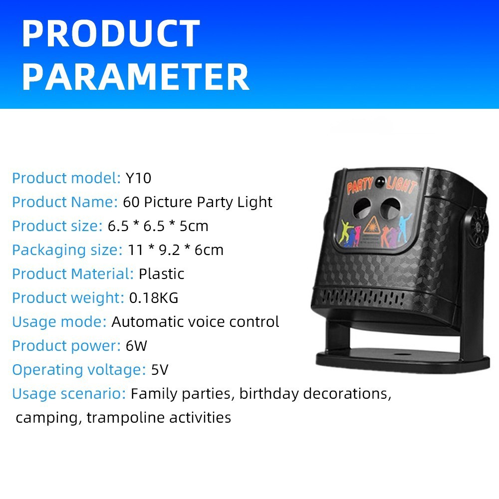 60 Pattern LED Laser Projector Stage Light RGB Disco DJ KTV Show Party Lighting