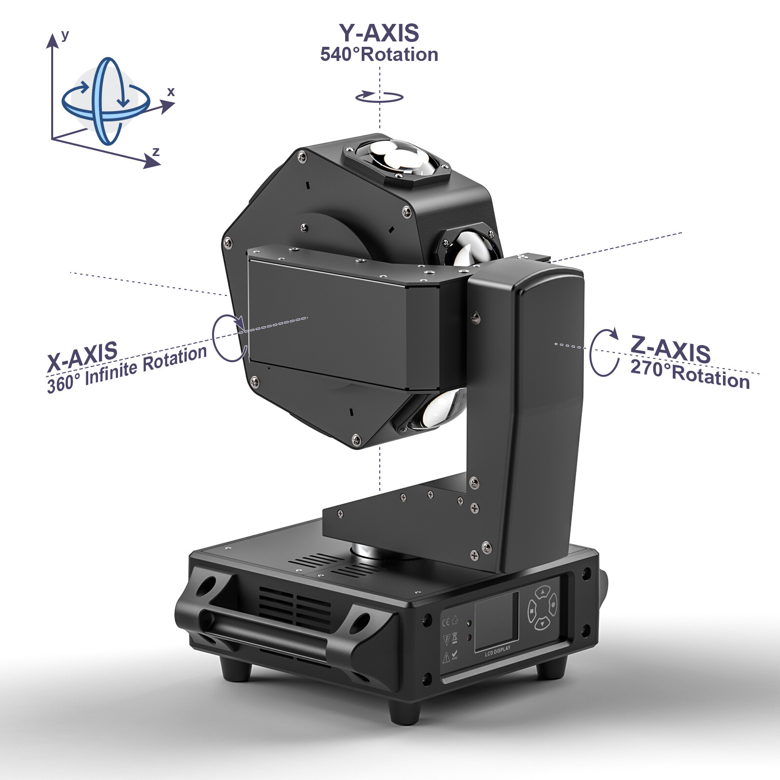 300W LED 3-Axis Moving Head Light RGBW 360° Beam Stage Lighting DJ Disco Bar DMX