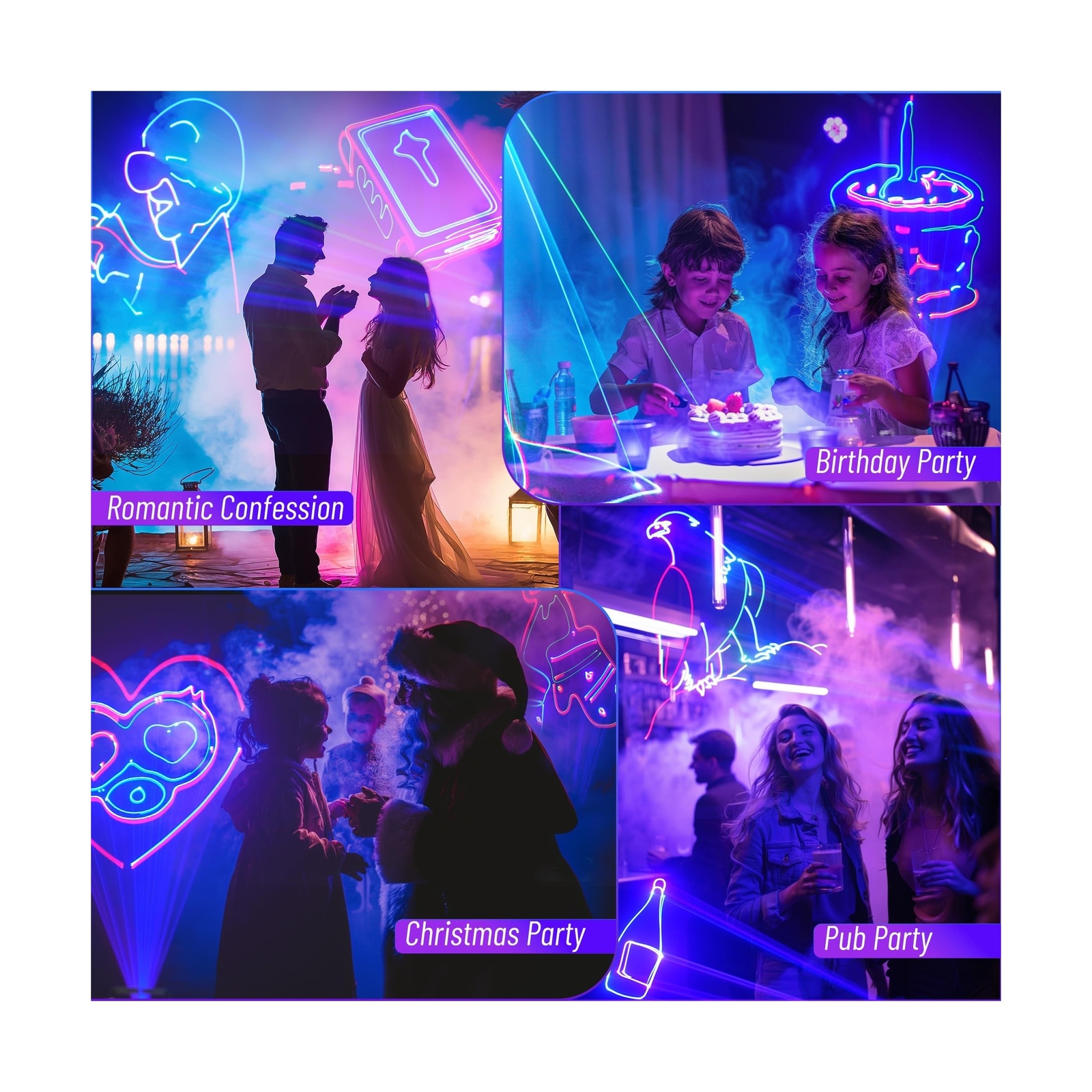DJ Laser Light with App Control, RGB 3D Animation, DMX512, Music Sync, Laser …