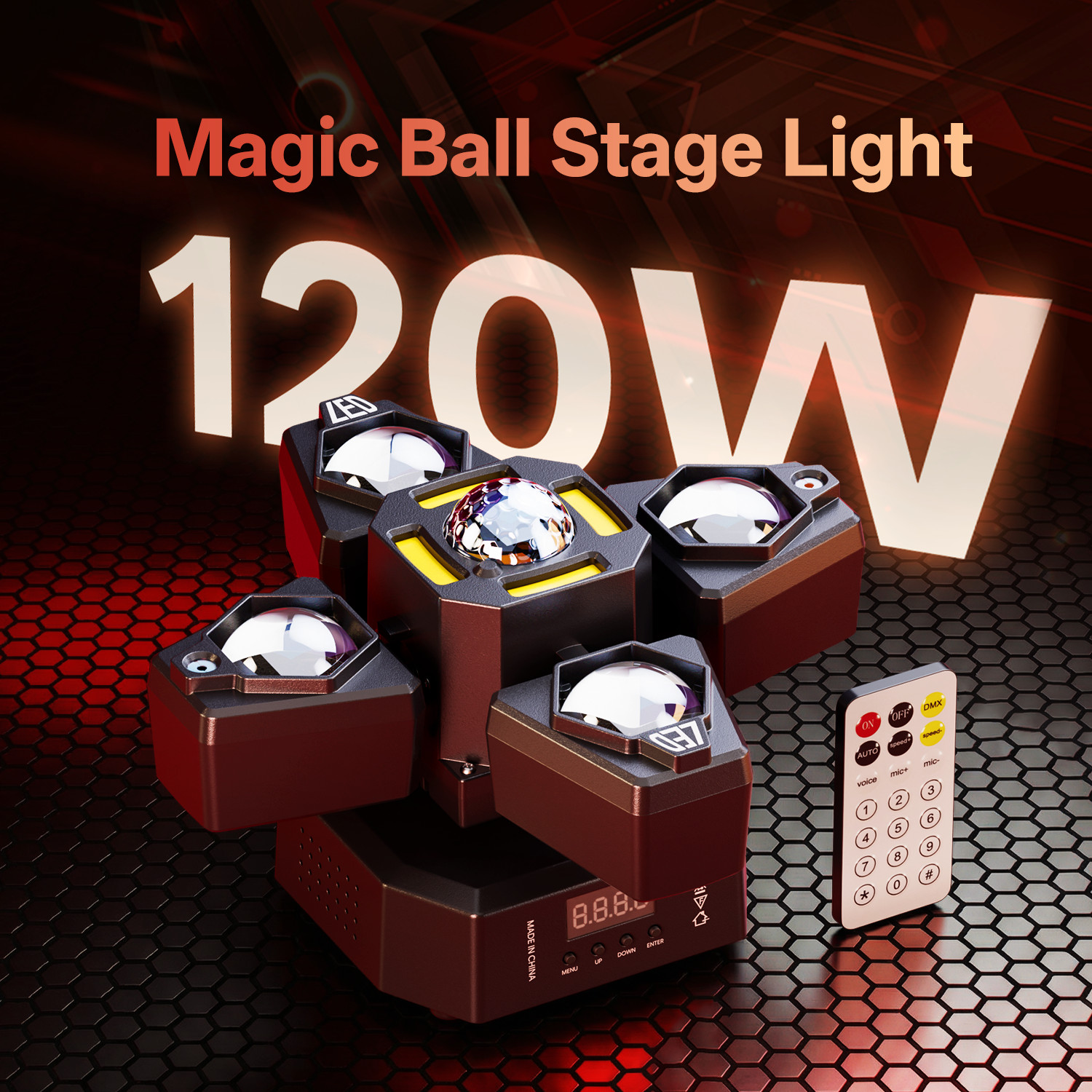4 Arms Rotation Moving Head Light RGBW Laser Beam Stage DMX Disco Show Bar
