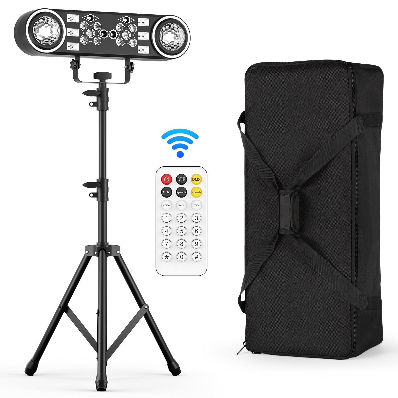 Multi Function RGBW UV Laser Stage Light Kit, with Tripod &Bag &Remote Club Show